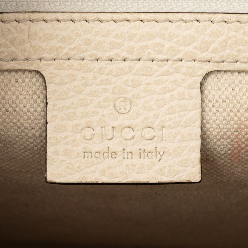Gucci Logo Print Shoulder Bag White Multicolor Leather