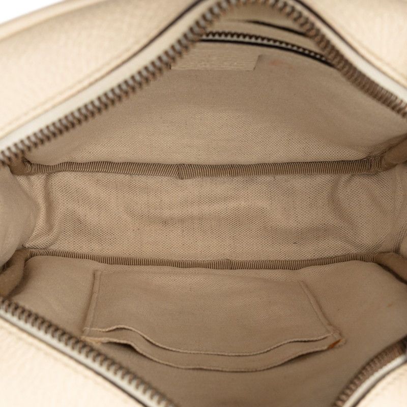 Gucci Logo Print Shoulder Bag White Multicolor Leather