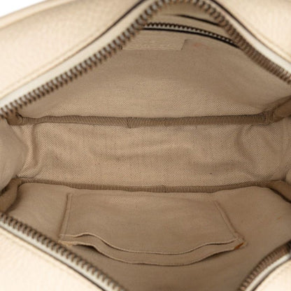 Gucci Logo Print Shoulder Bag White Multicolor Leather