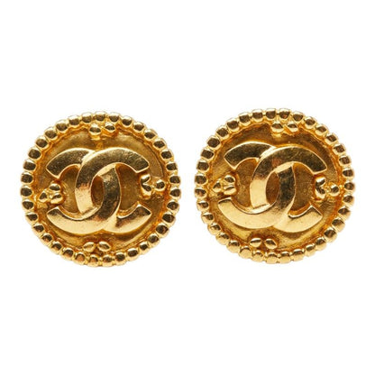 Chanel CC Logo Vintage Earrings Ring Gold Plated