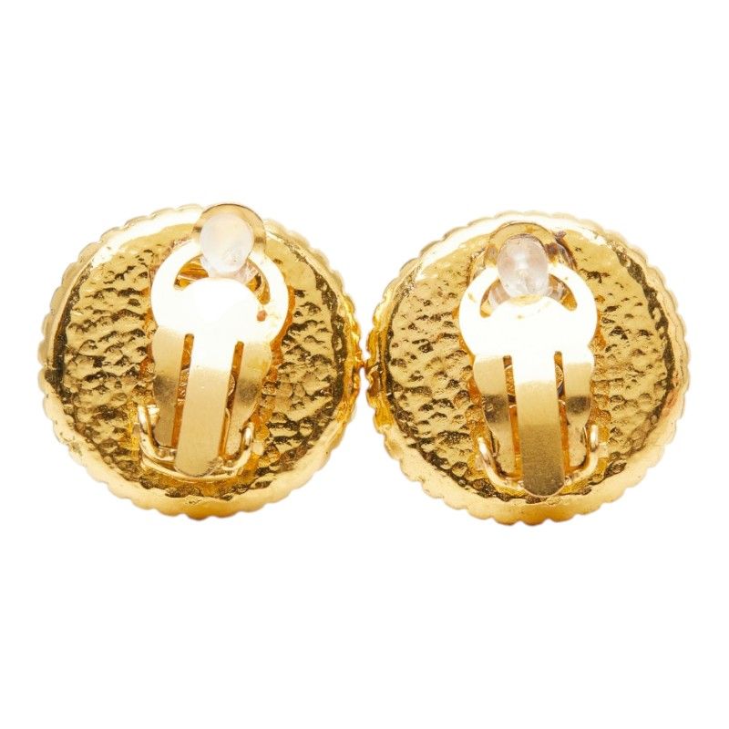 Chanel CC Logo Vintage Earrings Ring Gold Plated