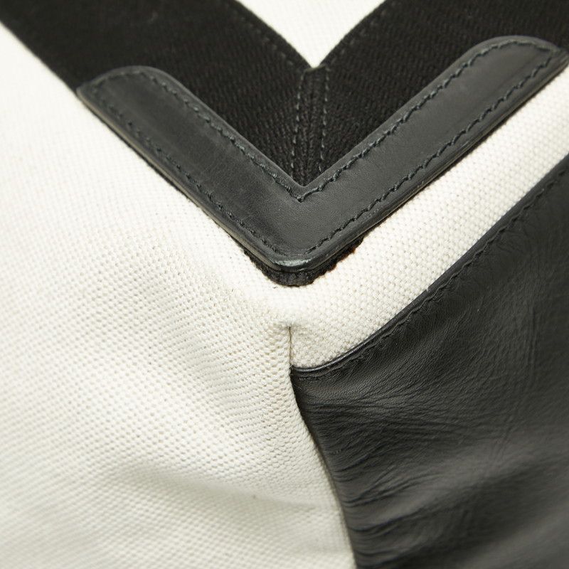 Balenciaga Navy Cabas M Tote White Black Canvas Leather