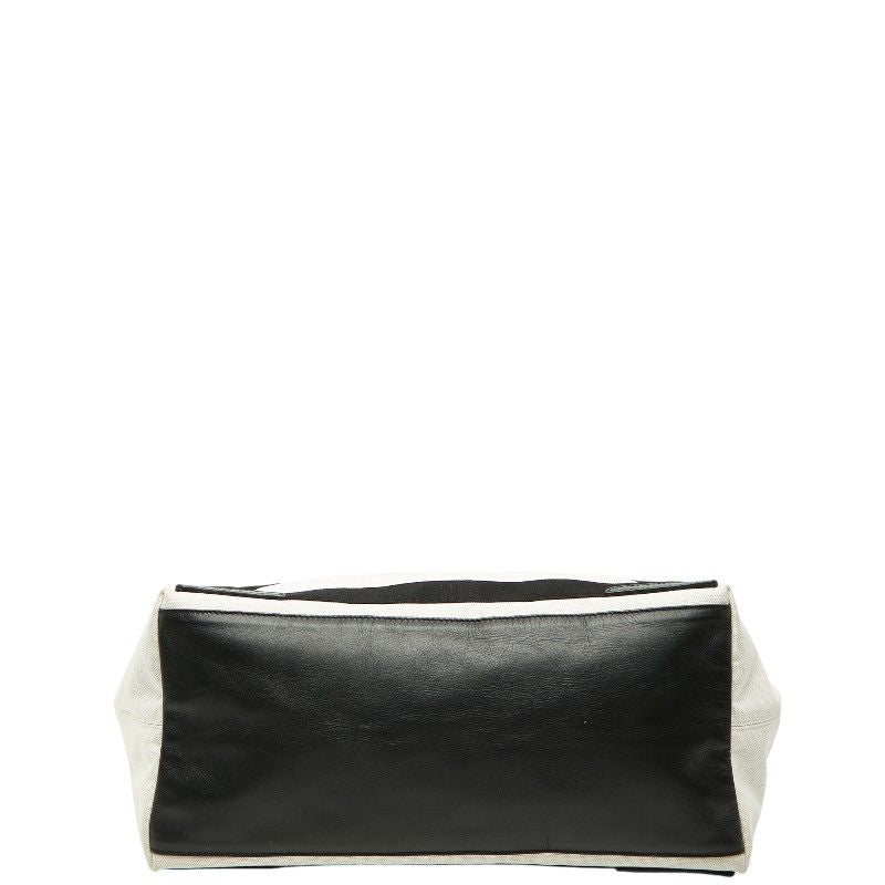 Balenciaga Navy Cabas M Tote White Black Canvas Leather