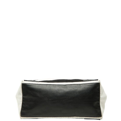 Balenciaga Navy Cabas M Tote White Black Canvas Leather