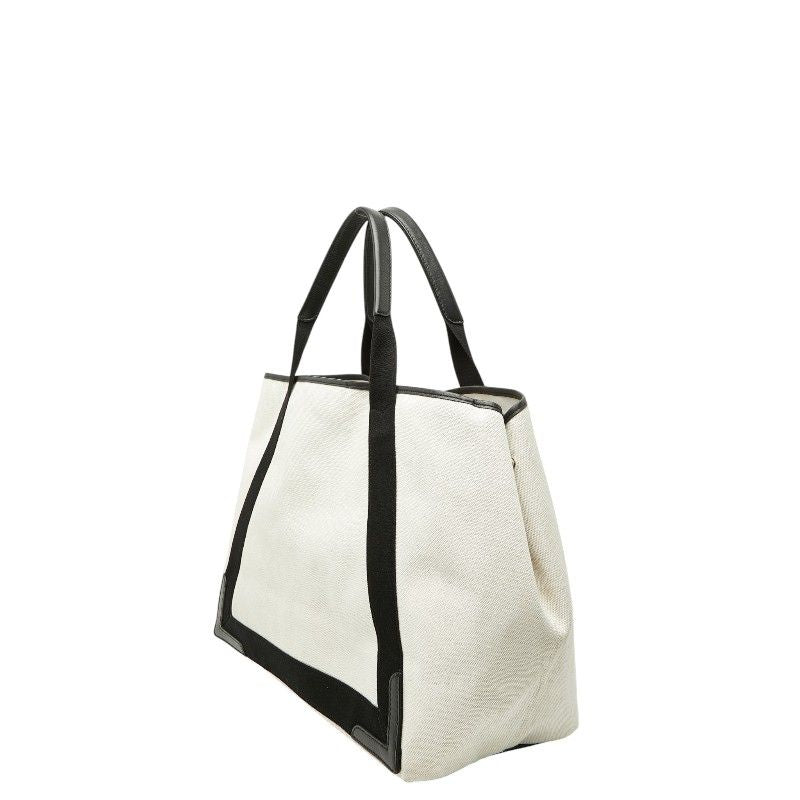 Balenciaga Navy Cabas M Tote White Black Canvas Leather