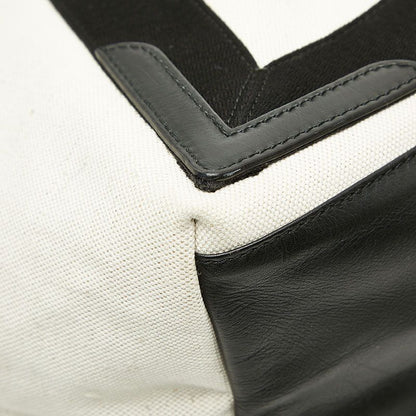 Balenciaga Navy Cabas M Tote White Black Canvas Leather