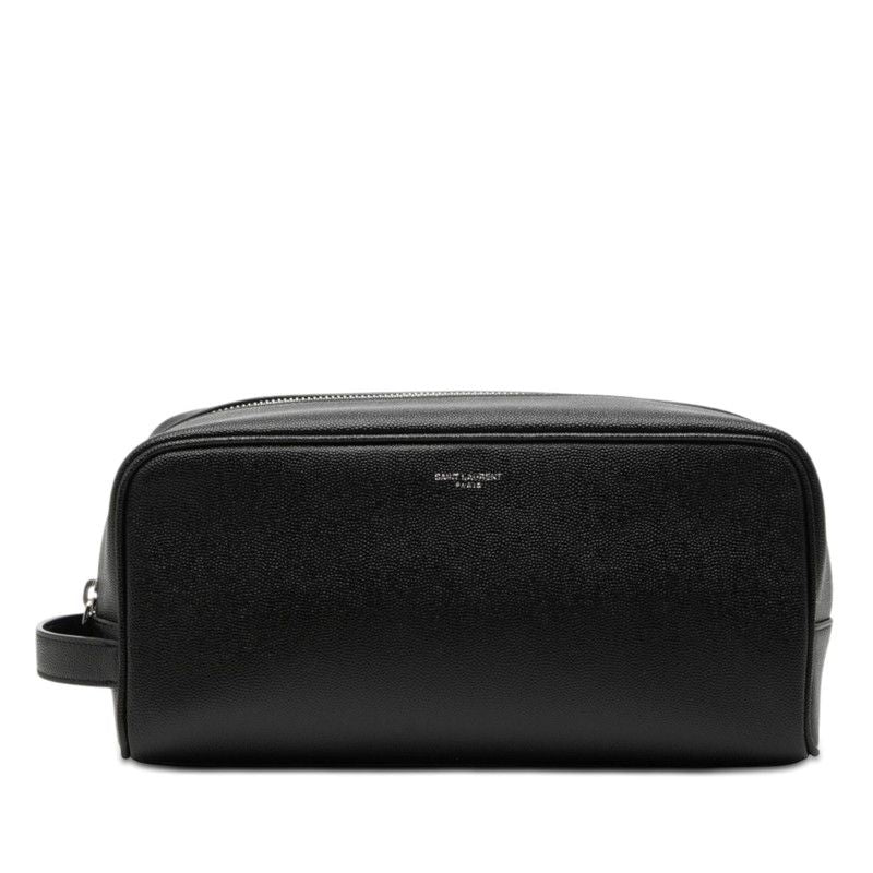 Saint Laurent Logo Second Travel Pouch Black Leather
