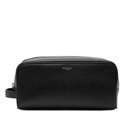 Saint Laurent Logo Second Travel Pouch Black Leather