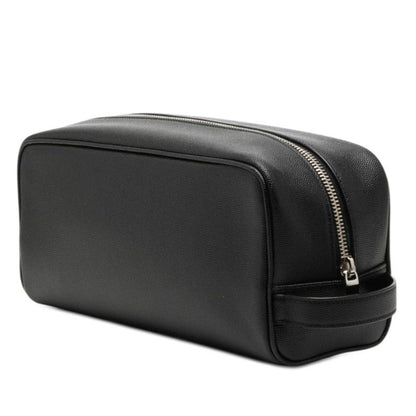 Saint Laurent Logo Second Travel Pouch Black Leather