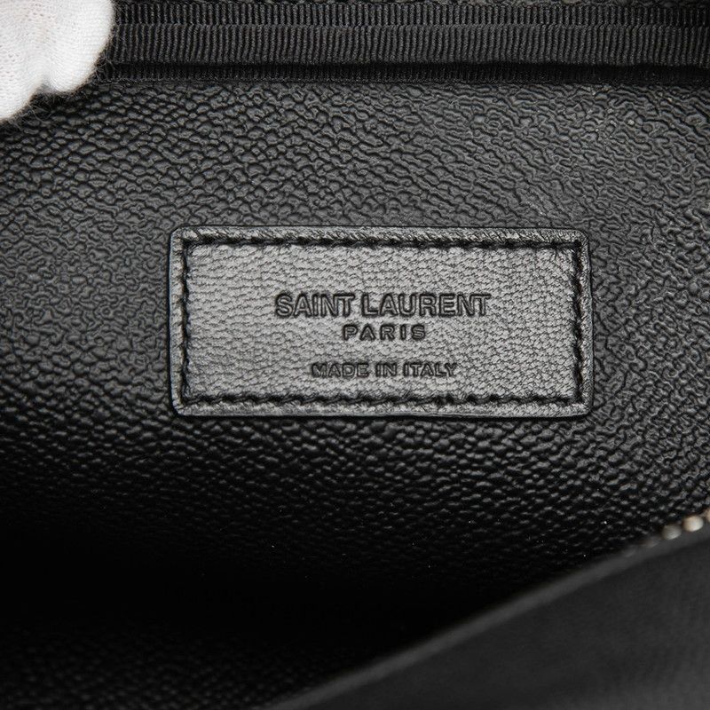Saint Laurent Logo Second Travel Pouch Black Leather