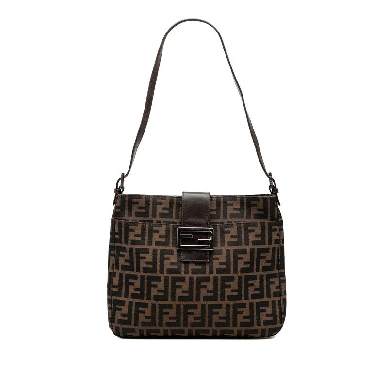 Fendi Zucca Mamma Bucket Shoulder Bag Brown Canvas Leather