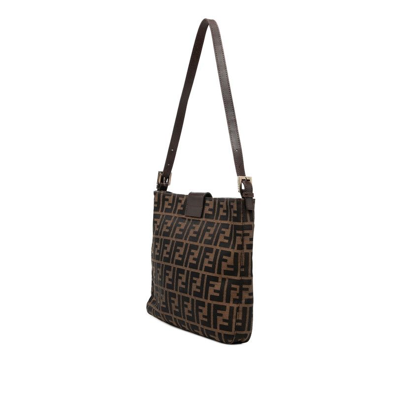 Fendi Zucca Mamma Bucket Shoulder Bag Brown Canvas Leather