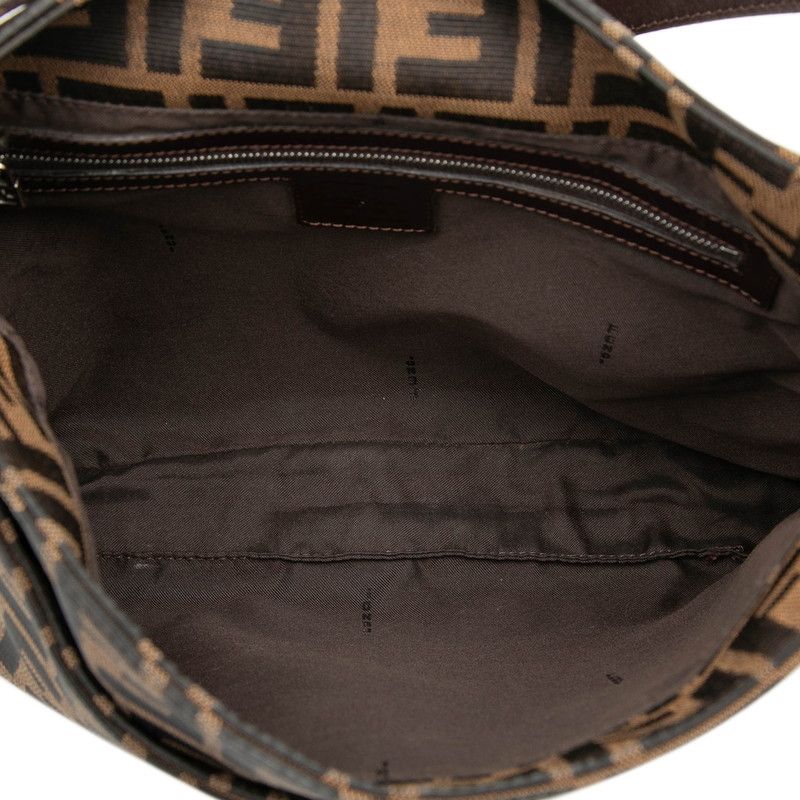 Fendi Zucca Mamma Bucket Shoulder Bag Brown Canvas Leather