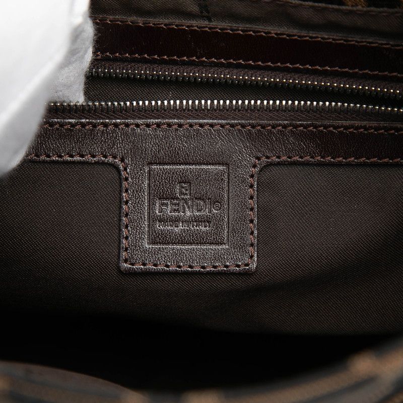 Fendi Zucca Mamma Bucket Shoulder Bag Brown Canvas Leather
