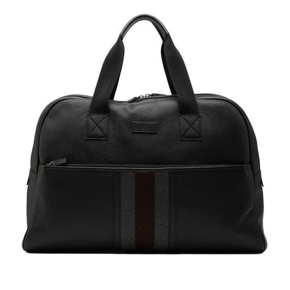 Gucci Sherry Line Boston Bag Black Gray Brown Leather