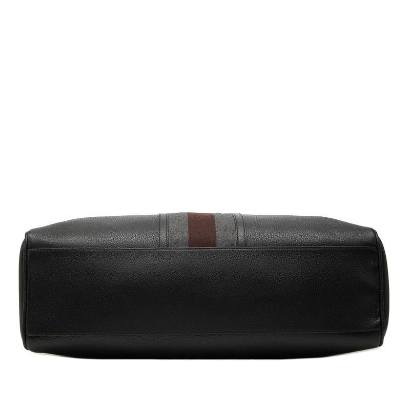 Gucci Sherry Line Boston Bag Black Gray Brown Leather