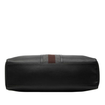 Gucci Sherry Line Boston Bag Black Gray Brown Leather