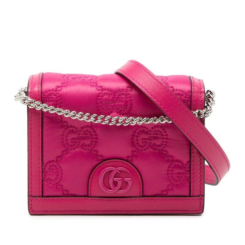 Gucci GG Marmont Matelasse Mini Chain 2-Way Shoulder Bag Pink Nylon Leather