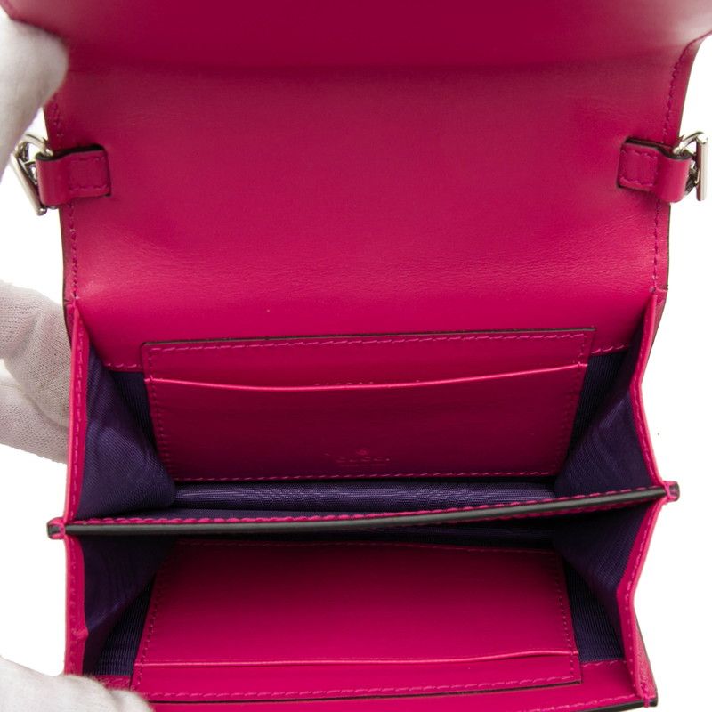 Gucci GG Marmont Matelasse Mini Chain 2-Way Shoulder Bag Pink Nylon Leather
