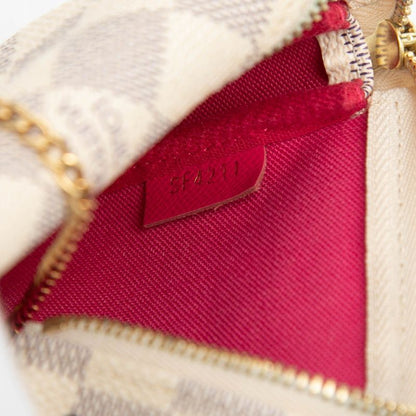 Louis Vuitton Damier Azur Vivienne Mini Pochette Pouch Mini Chain Handbag White