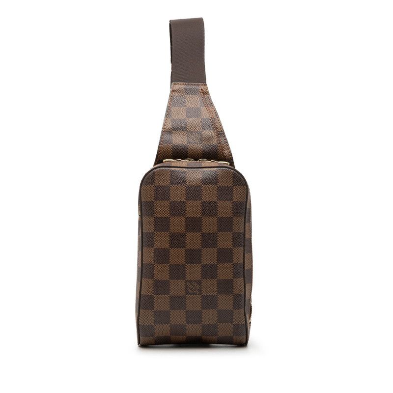 Louis Vuitton Damier Geronimos Shoulder Bag Brown Leather