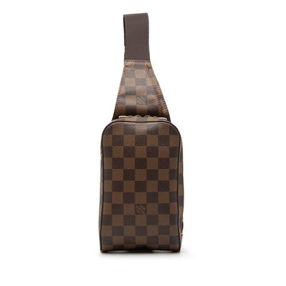 Louis Vuitton Damier Geronimos Shoulder Bag Brown Leather