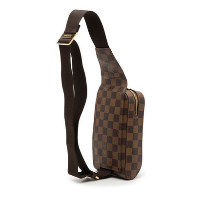 Louis Vuitton Damier Geronimos Shoulder Bag Brown Leather