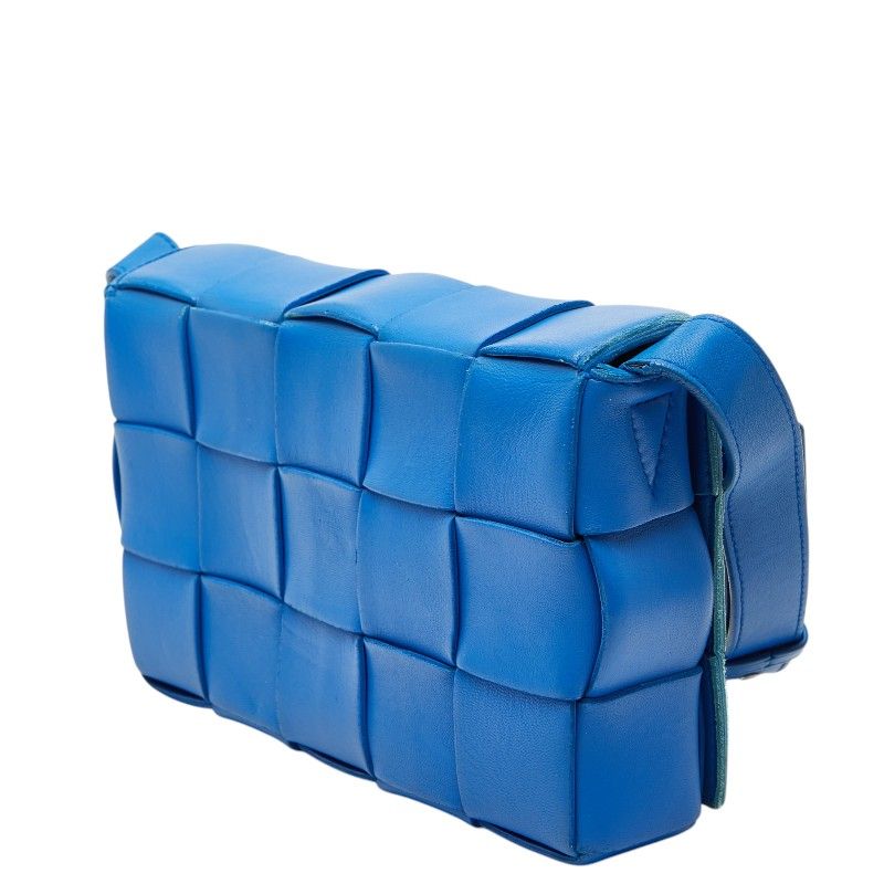 Bottega Veneta Maxi Intrecciato Cassette Crossbody Shoulder Bag Blue Leather