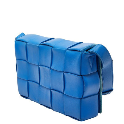 Bottega Veneta Maxi Intrecciato Cassette Crossbody Shoulder Bag Blue Leather