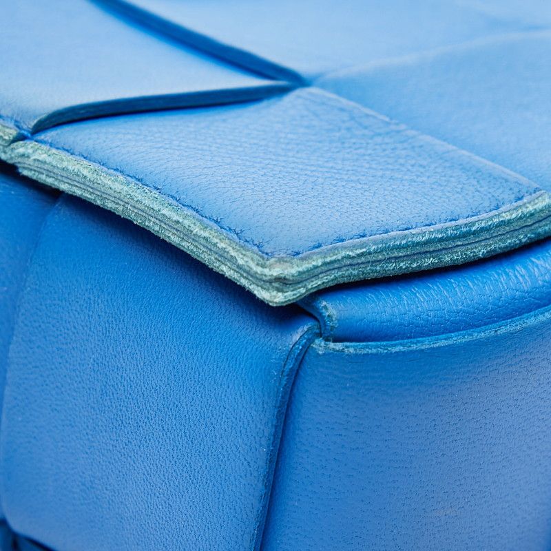 Bottega Veneta Maxi Intrecciato Cassette Crossbody Shoulder Bag Blue Leather