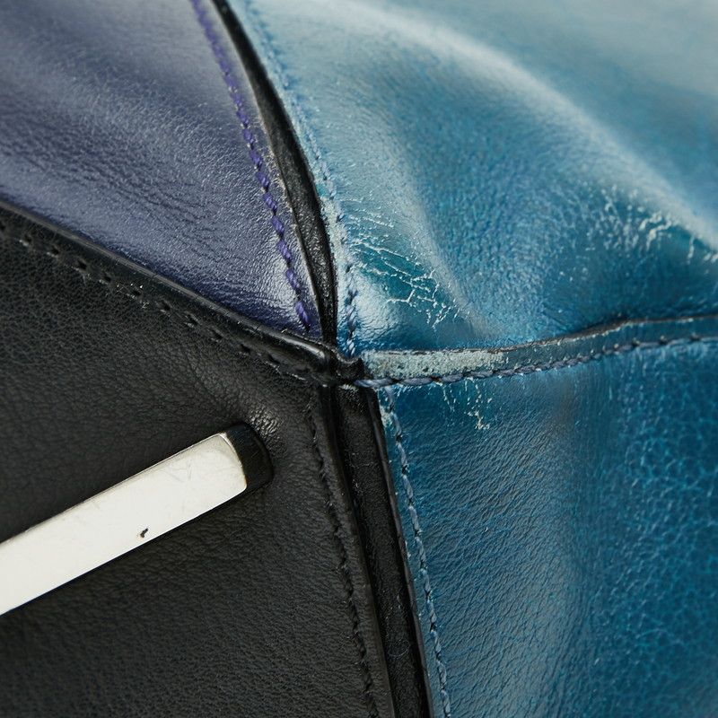 Loewe Anagram Puzzle Small 2-Way Shoulder Bag Navy Purple Bicolor Leather
