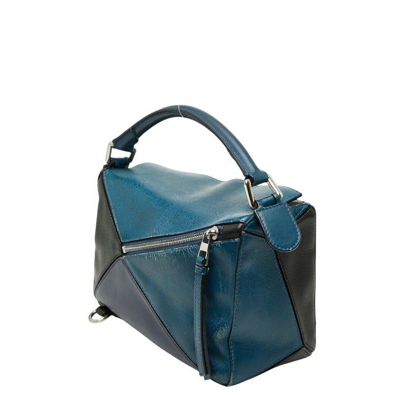 Loewe Anagram Puzzle Small 2-Way Shoulder Bag Navy Purple Bicolor Leather