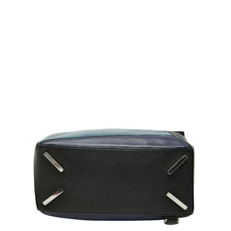 Loewe Anagram Puzzle Small 2-Way Shoulder Bag Navy Purple Bicolor Leather