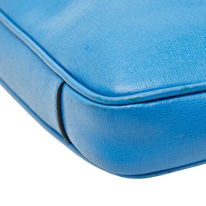 Fendi Business Briefcase Document Purse Light Blue Leather