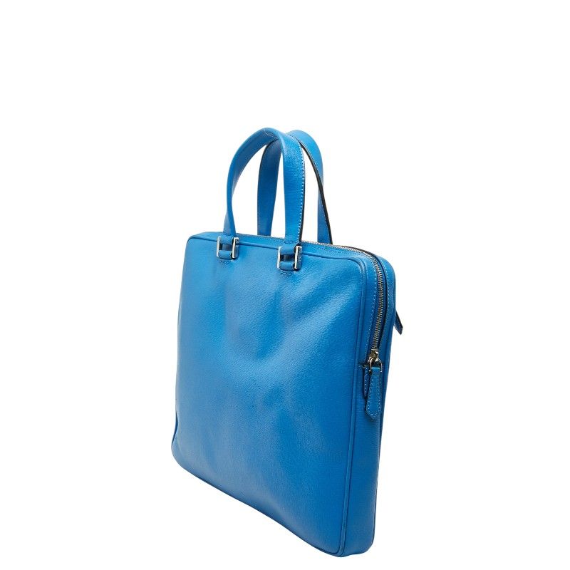 Fendi Business Briefcase Document Purse Light Blue Leather