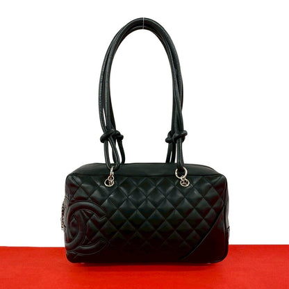 Chanel Cambon Line CC Logo Leather Shoulder Bag Black