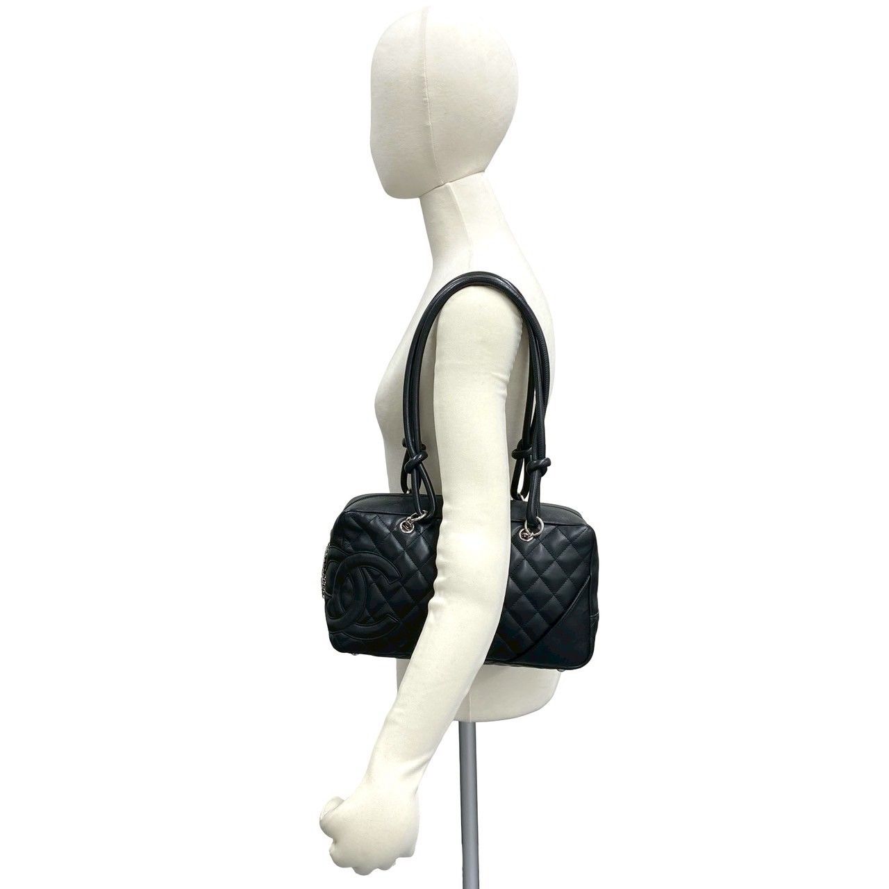 Chanel Cambon Line CC Logo Leather Shoulder Bag Black — view 2