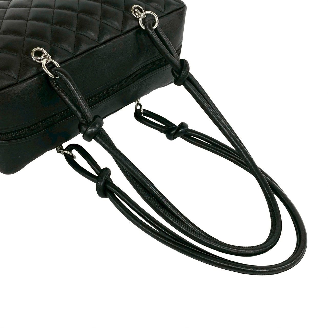 Chanel Cambon Line CC Logo Leather Shoulder Bag Black — view 4