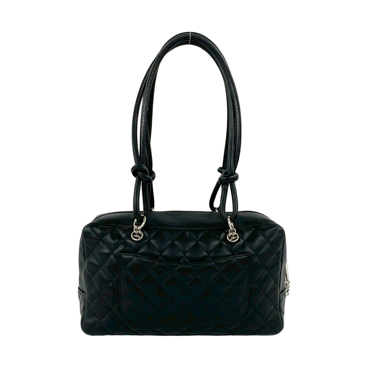 Chanel Cambon Line CC Logo Leather Shoulder Bag Black — view 3