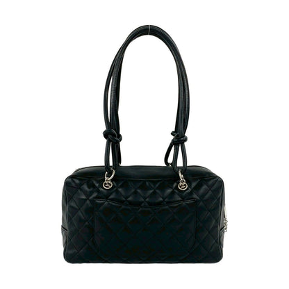 Chanel Cambon Line CC Logo Leather Shoulder Bag Black — view 3