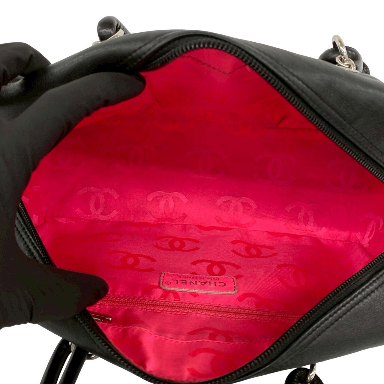 Chanel Cambon Line CC Logo Leather Shoulder Bag Black — view 9