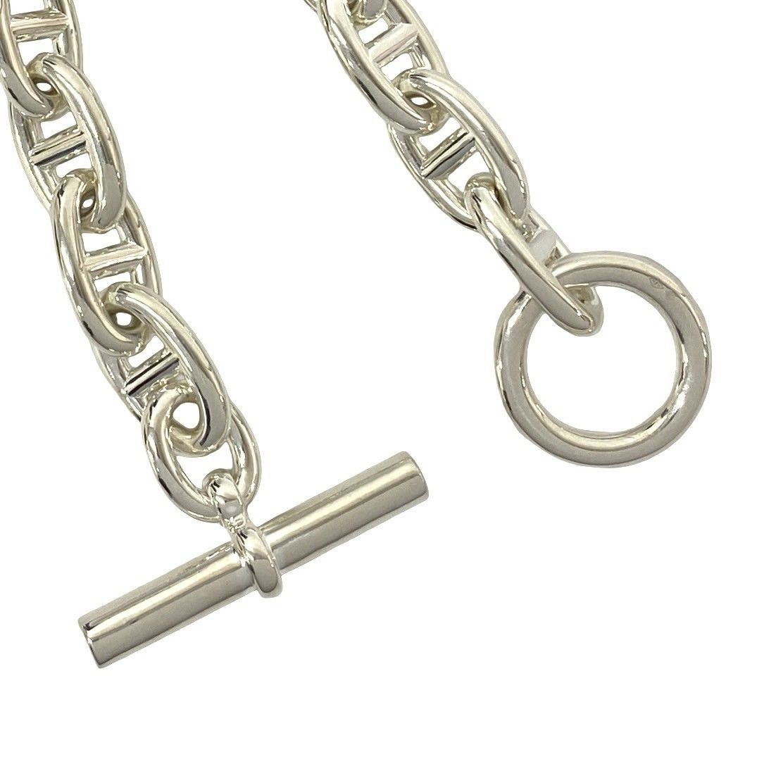 Hermes Chaine D'ancre TGM 11 Pieces 925 Sterling Silver Bracelet Chain Bangle — view 4
