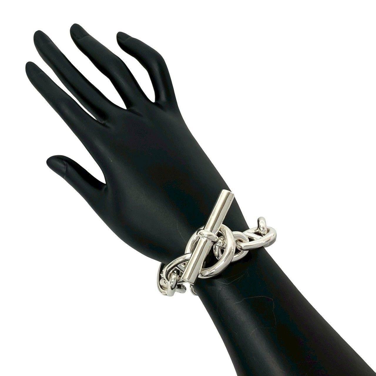 Hermes Chaine D'ancre TGM 11 Pieces 925 Sterling Silver Bracelet Chain Bangle — view 2