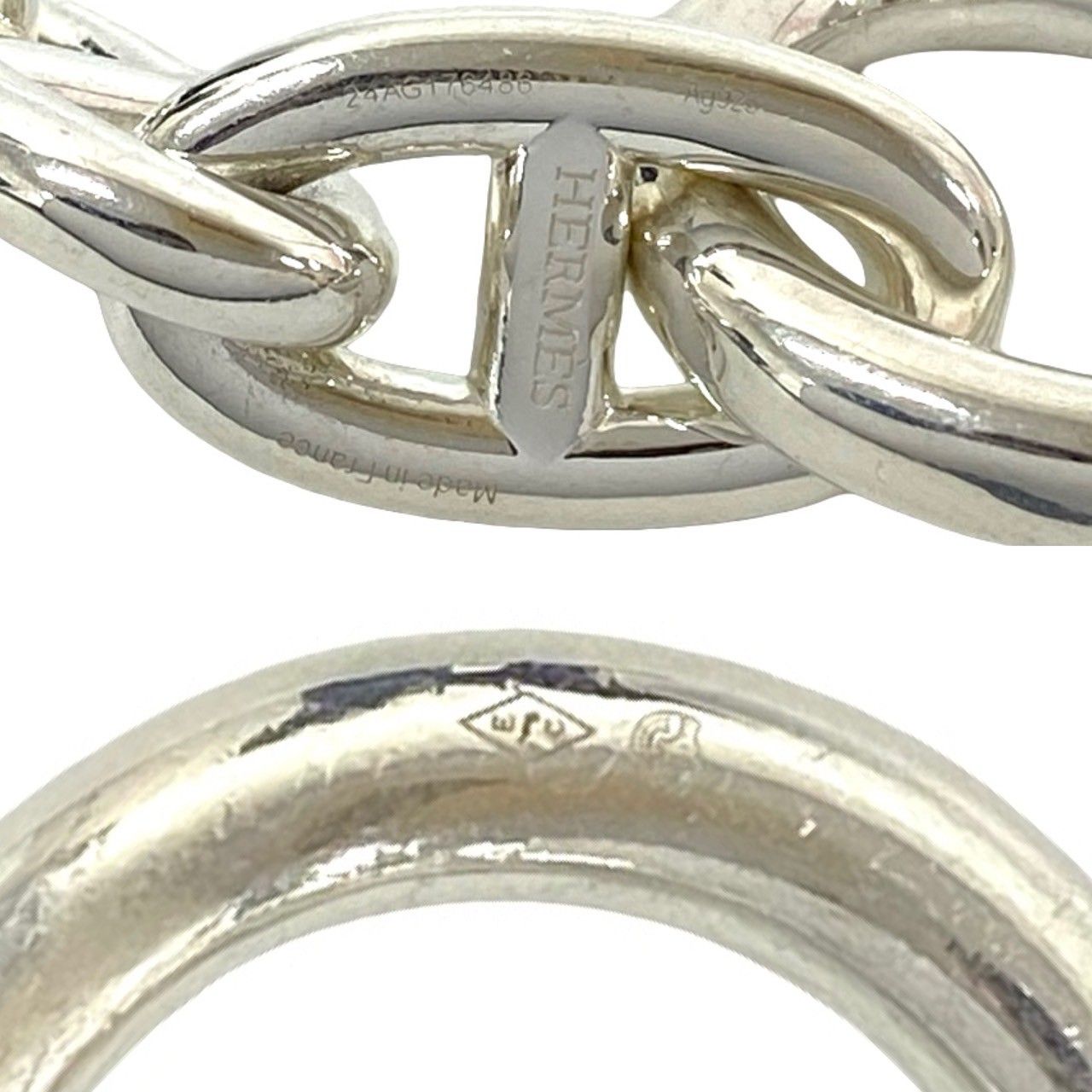Hermes Chaine D'ancre TGM 11 Pieces 925 Sterling Silver Bracelet Chain Bangle — view 3