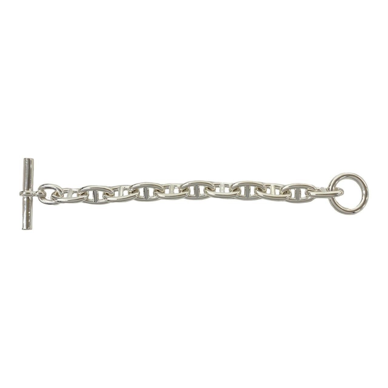 Hermes Chaine D'ancre TGM 11 Pieces 925 Sterling Silver Bracelet Chain Bangle — view 6