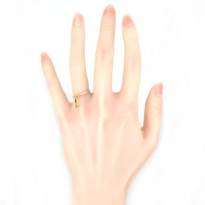 Hermes Ring Kelly Clochette PM Key Lock Points Half Circle Diamond Total 18k — view 7