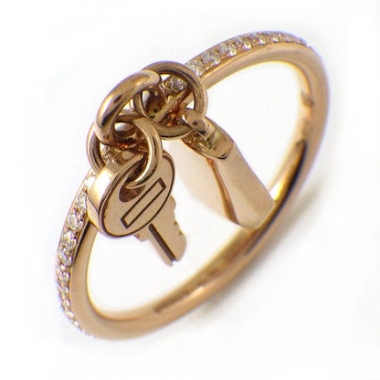 Hermes Ring Kelly Clochette PM Key Lock Points Half Circle Diamond Total 18k — view 2