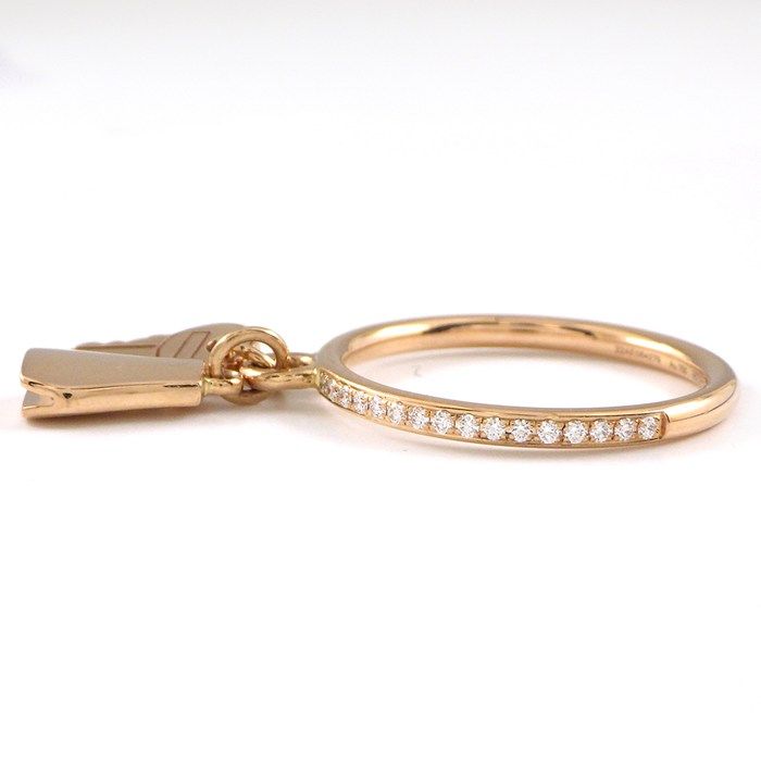 Hermes Ring Kelly Clochette PM Key Lock Points Half Circle Diamond Total 18k — view 3