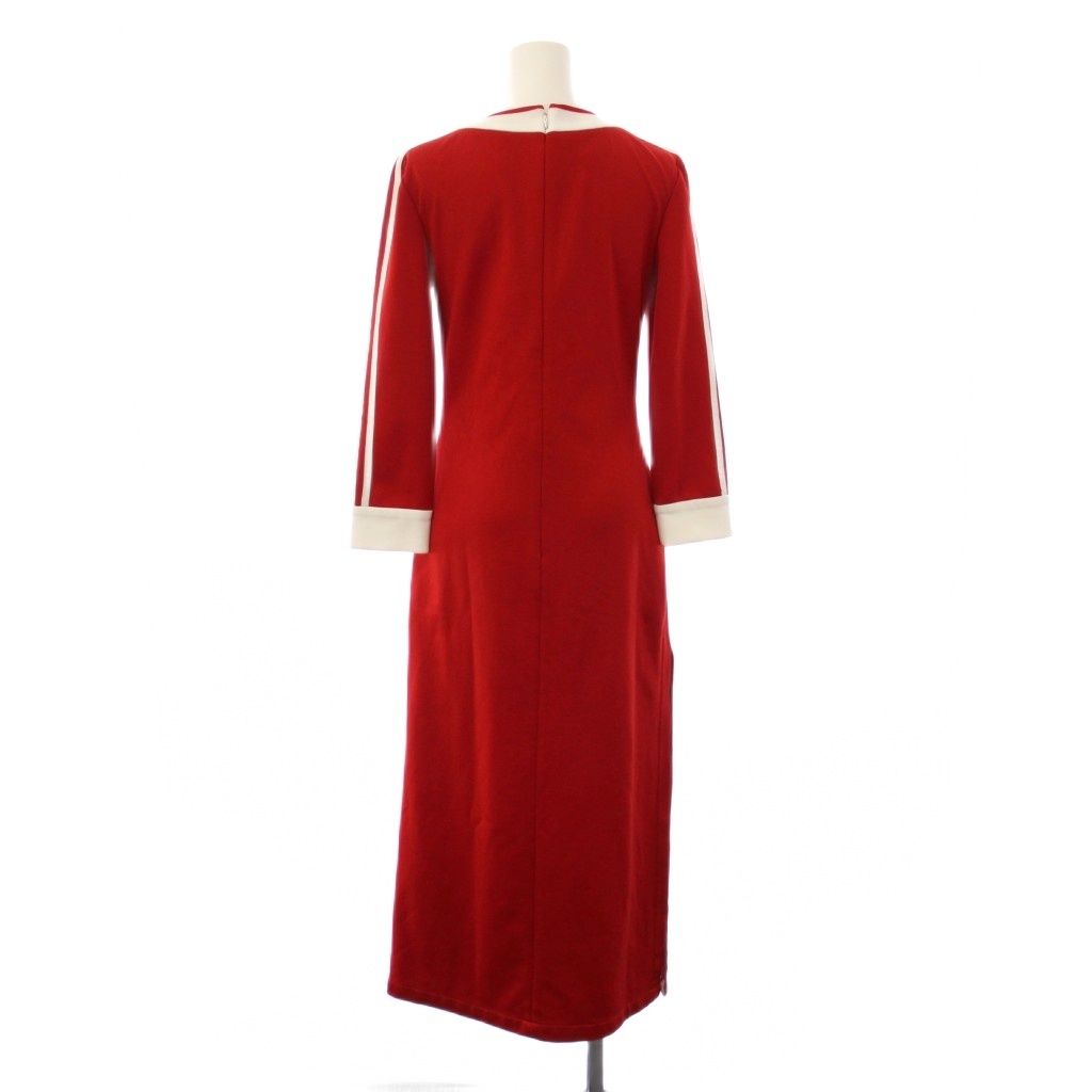 Gucci Adidas Originals V-neck Cotton Jersey Dress Long Sleeve S Red — view 3