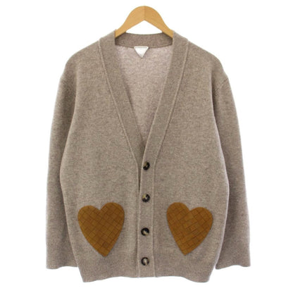 Bottega Veneta Cashmere Red Gun Knit Long Sleeve Intrecciato Heart XS Gray V2
